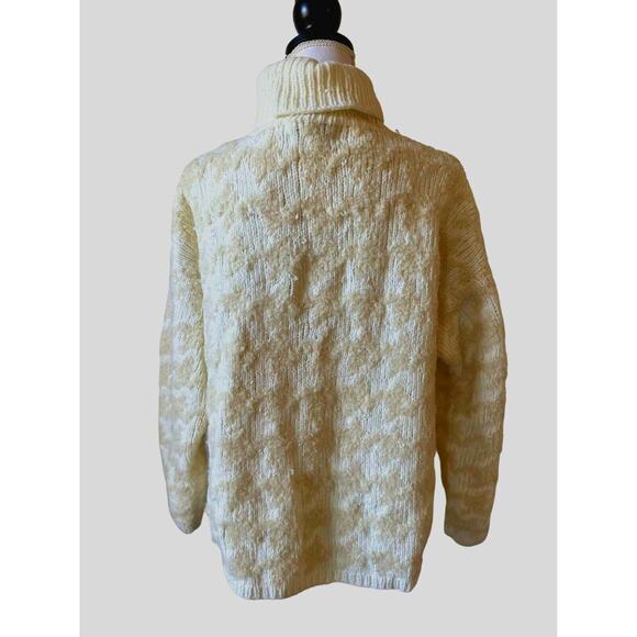 Jones New York Sport Small Sweater Hand Knit Turtle neck Houndstooth Preppy - Picture 3 of 9